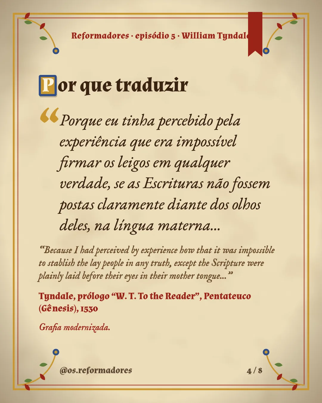 Cartão 4 do resumo de William Tyndale