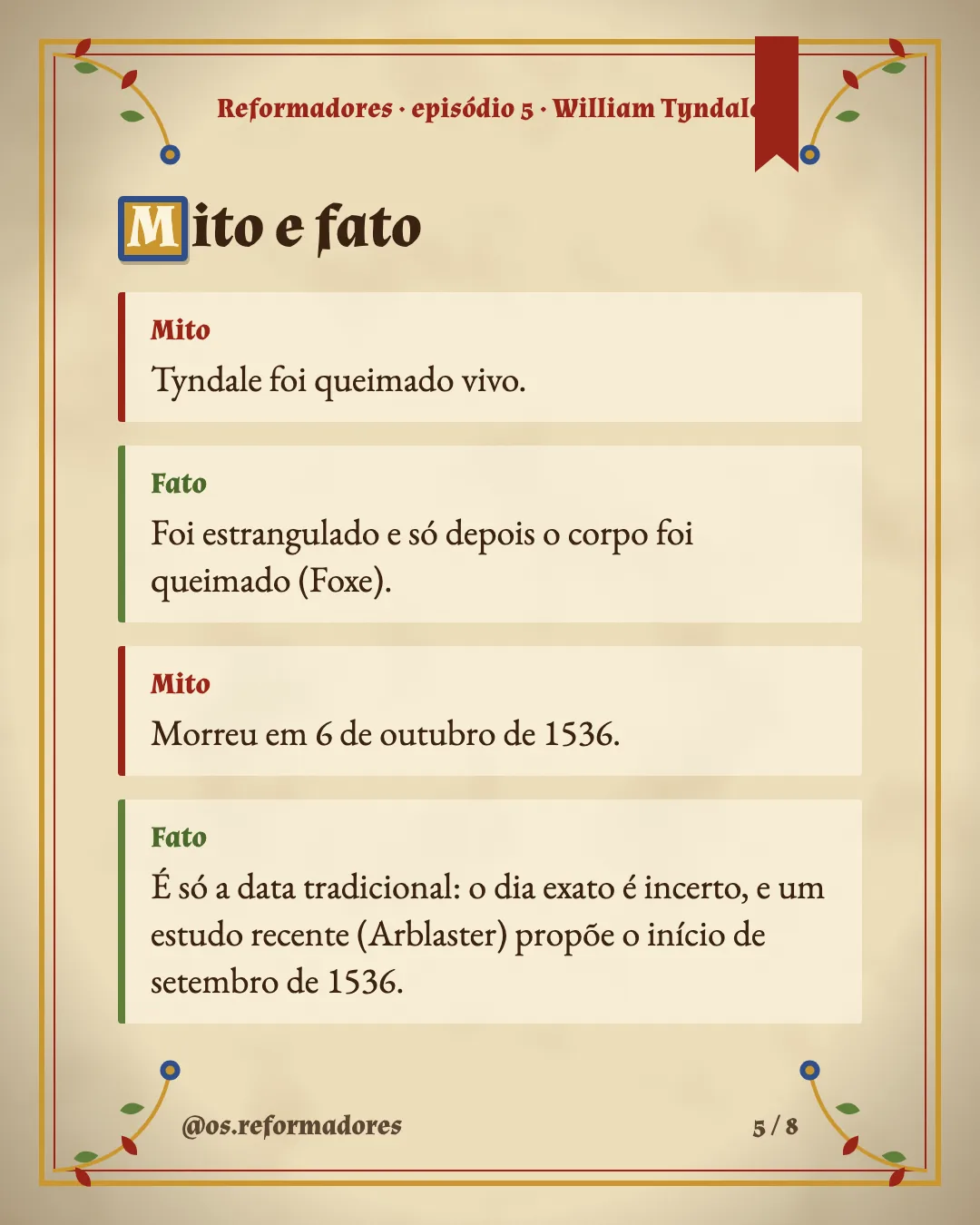 Cartão 5 do resumo de William Tyndale
