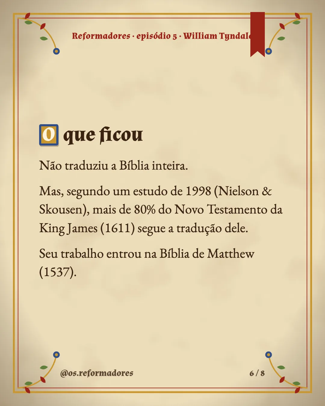Cartão 6 do resumo de William Tyndale