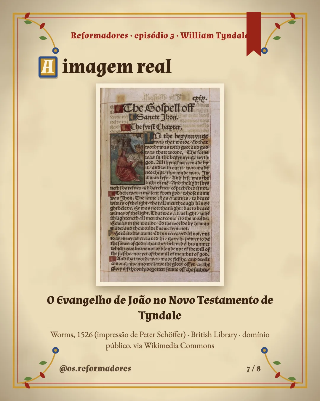 Cartão 7 do resumo de William Tyndale