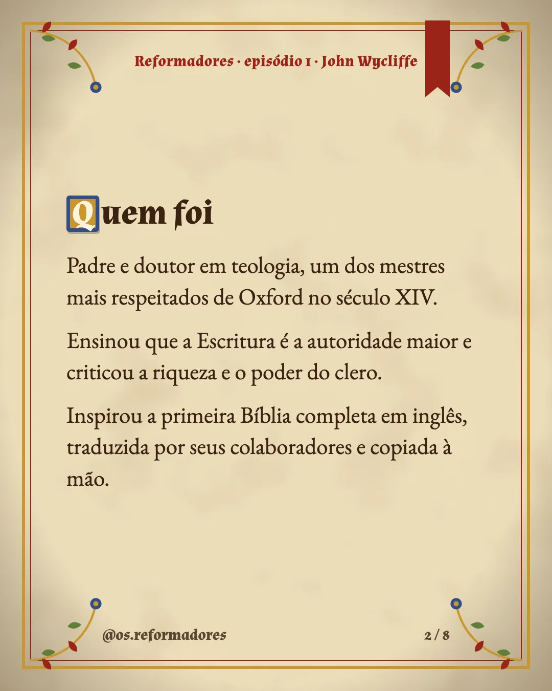 Cartão 2 do resumo de John Wycliffe