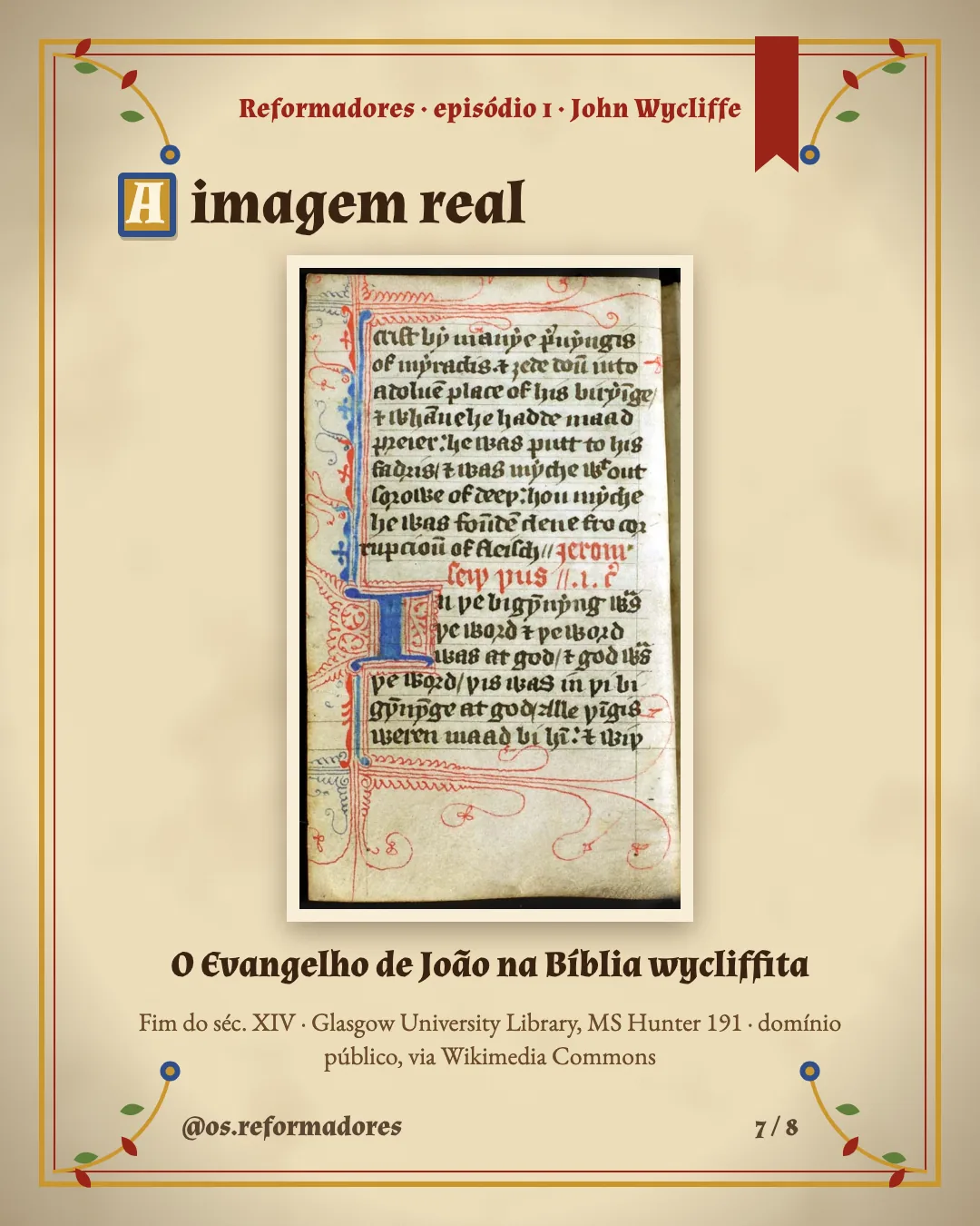 Cartão 7 do resumo de John Wycliffe